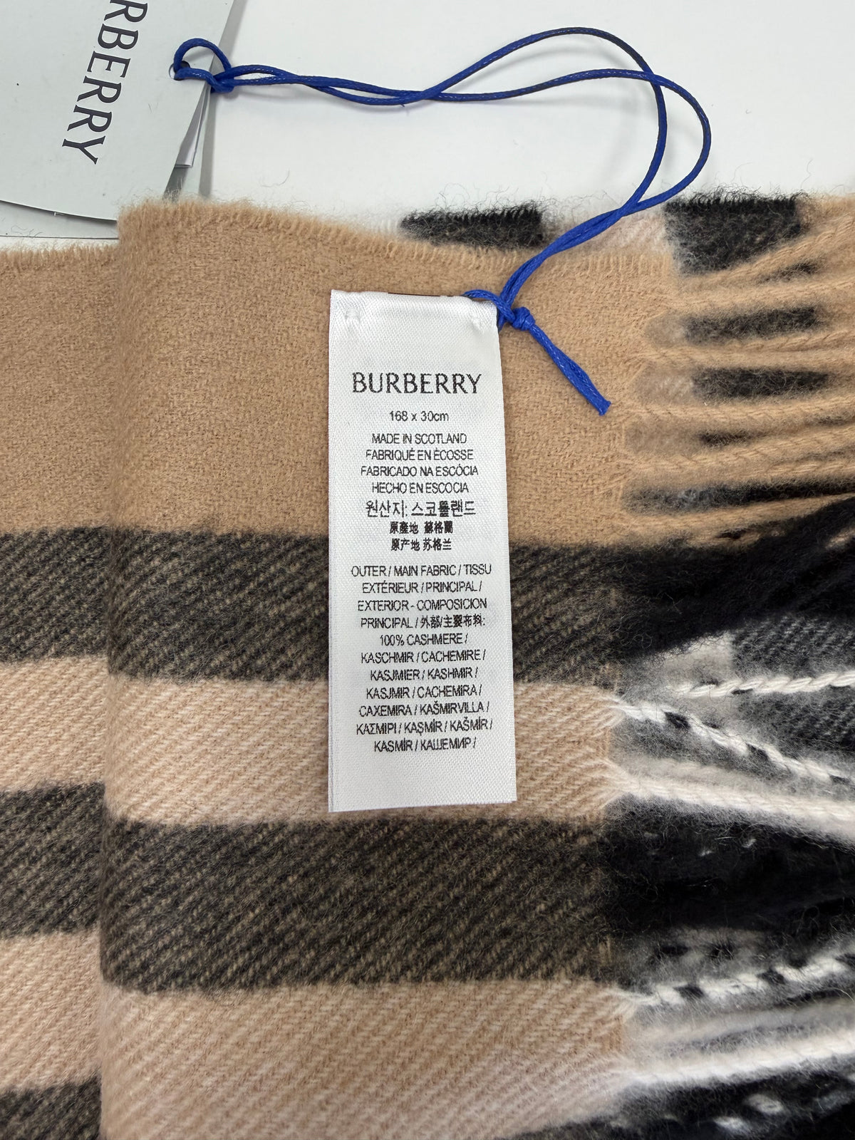 Burberry Check Cashmere Scarf Beige