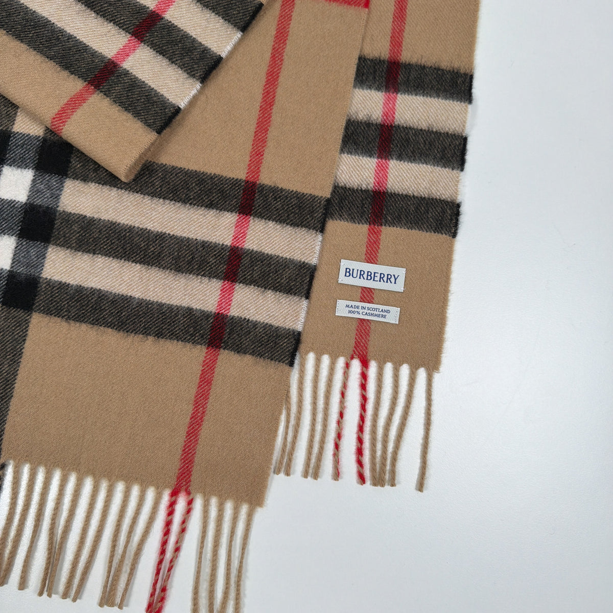 Burberry Check Cashmere Scarf Beige