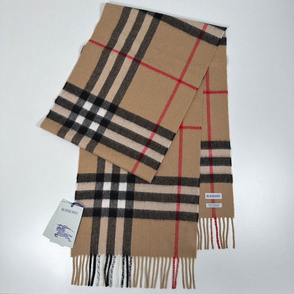 Burberry Check Cashmere Scarf Beige